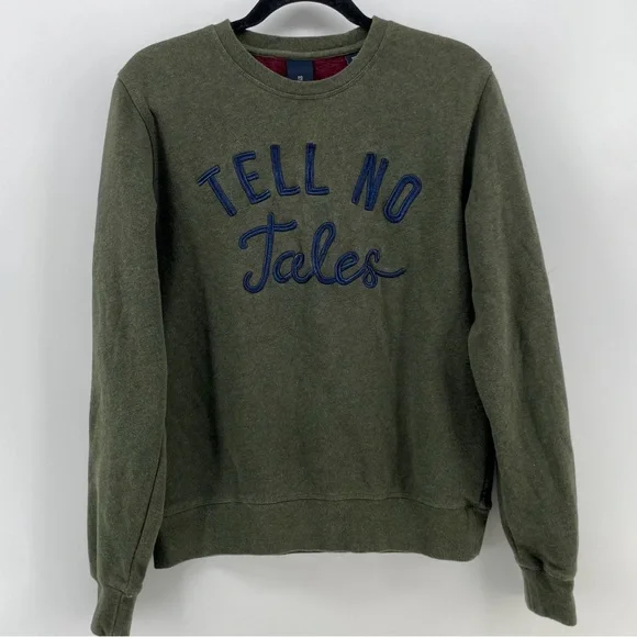 Scotch & Soda Crewneck Sweatshirt Olive “Tell No Tales” Cotton Blend S - Picture 1 of 7